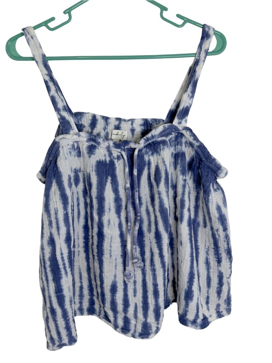Wonderly Tops - 3/$20 Wonderly Blue and White Tie-Dye Spaghetti Strap Blouse Size XL
